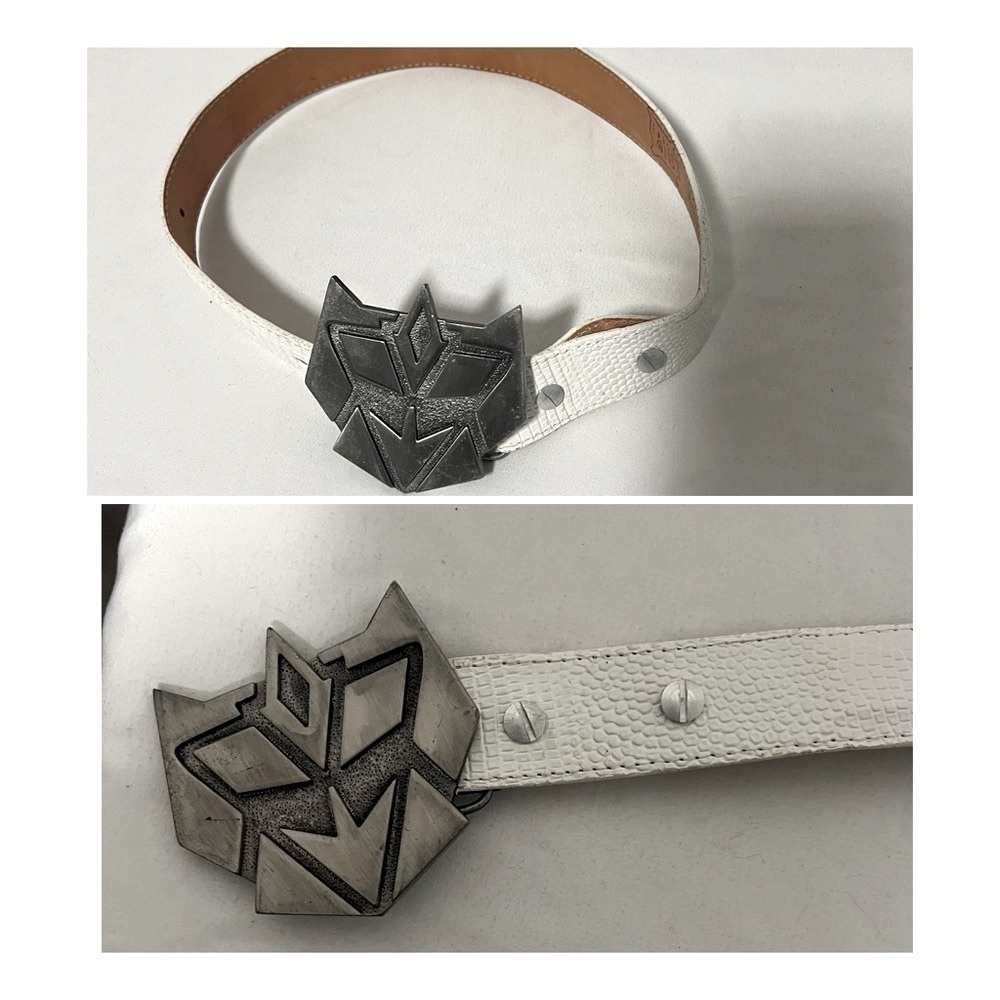 Cybertronian Kids White Belt With Buckle From Transformers 100% Genuine Leather